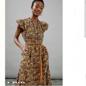 Purple Tan Sleeveless Flutter Sundress no size tag